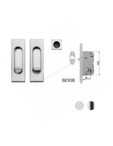 Rettangolare 2187/SE108 Sliding door handle set with thumbturn and lock Dnd