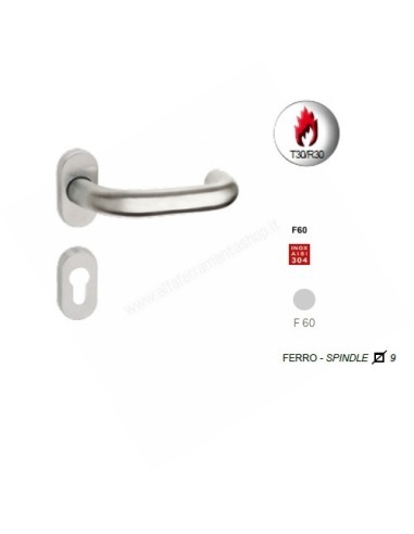 Spagna 101TF Fire Rated Handle with oval rosette Inox Fimet