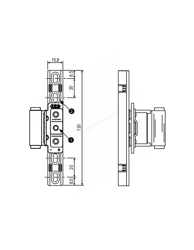 AGB Artech Surface mounted central adjustable loading hinge for arched window A51113.24.02