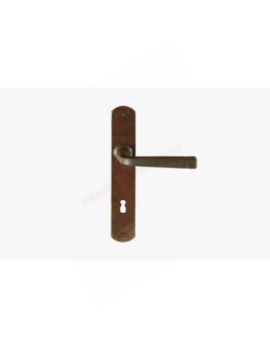 Il Forgiato Forged Iron Door Handle with Long Plate FM 043