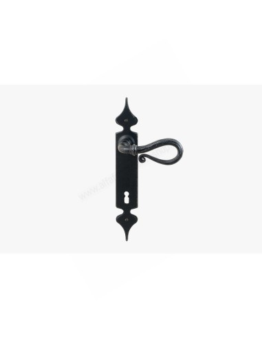 Il Forgiato Forged Iron Door Handle with Long Plate FM 015