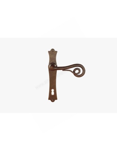 Il Forgiato Forged Iron Door Handle with Long Plate FM 370